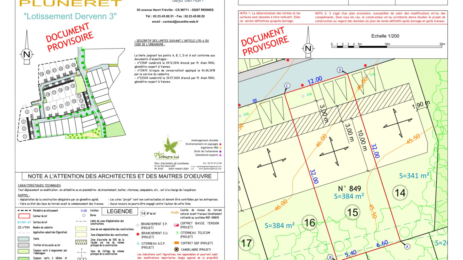 Terrain constructible de 384m2 à Pluneret